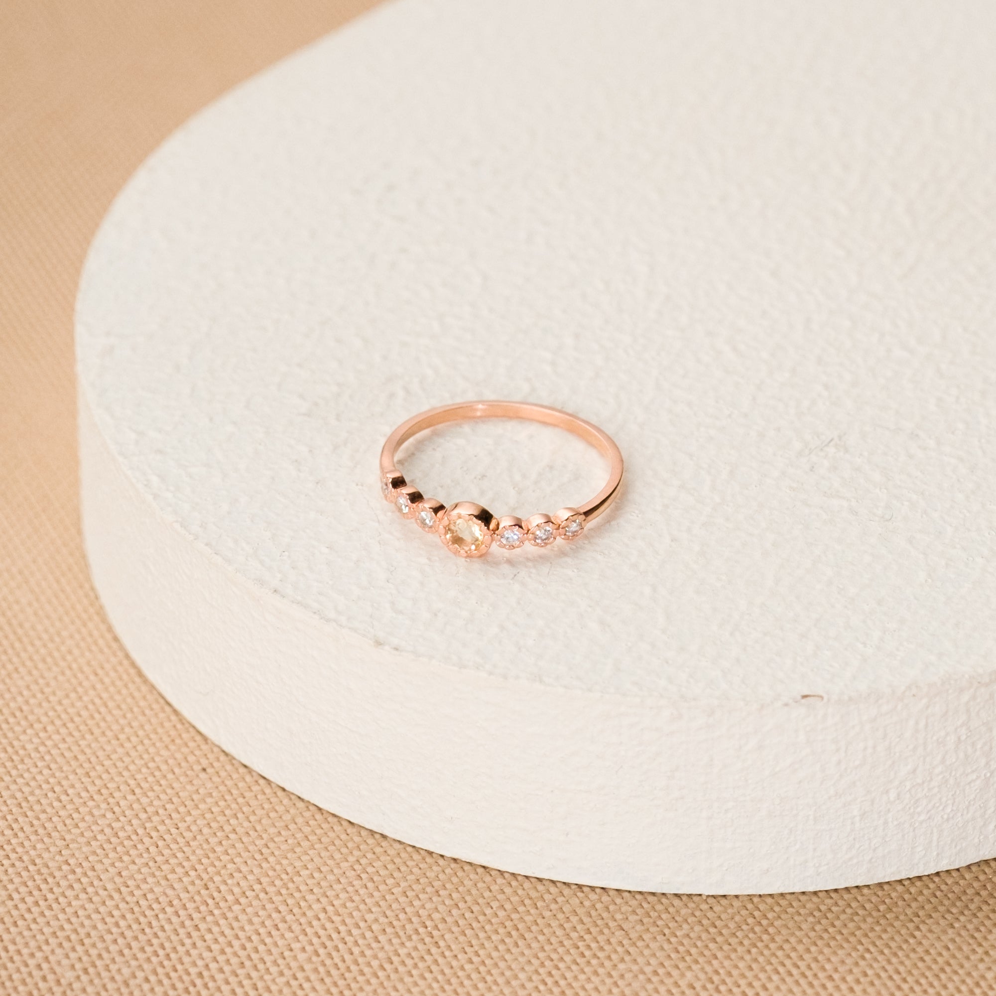 925 Ayar Gümüş Rose Kaplama Sıralı Zirkon Taşlı Minimalist İnce Yüzük
