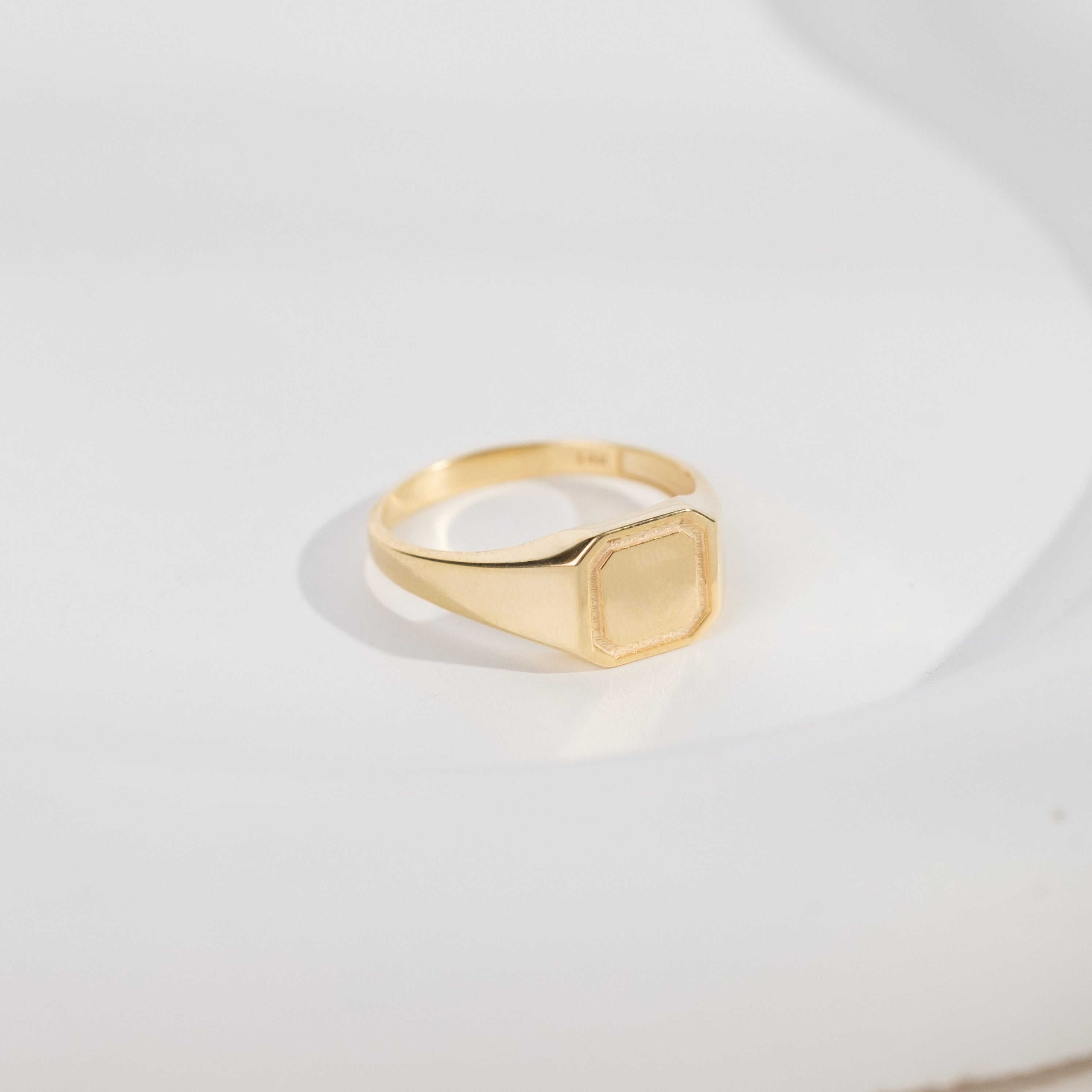 925 Ayar Gümüş Altın Kaplama Minimalist Kare Yüzük